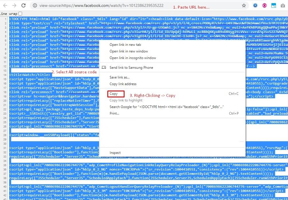 Copy Source Code Facebook Private Video