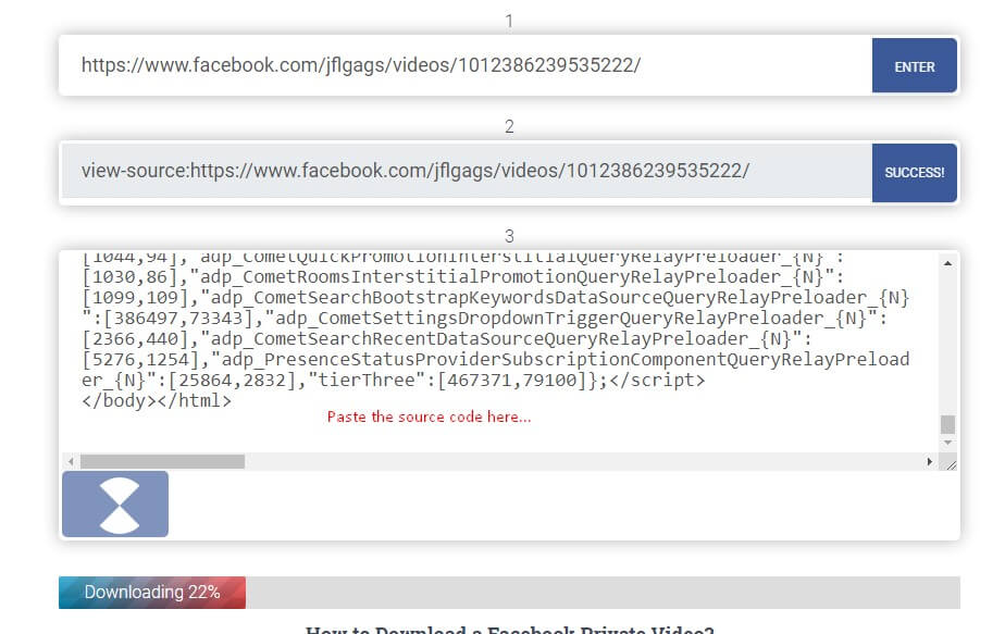  Downloading a Facebook private video using the website address.